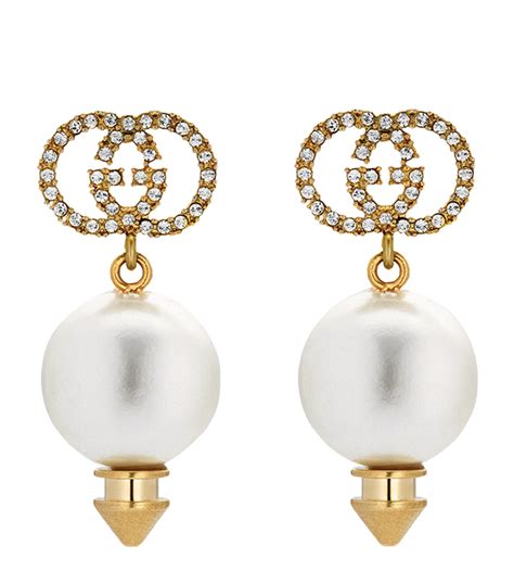 gucci pearl earrings|gucci interlocking g earrings.